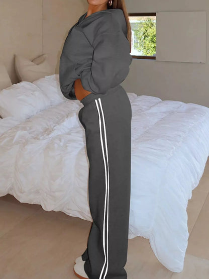Hazel Blues® |  Zip Up Hoodie and Striped Pants Set