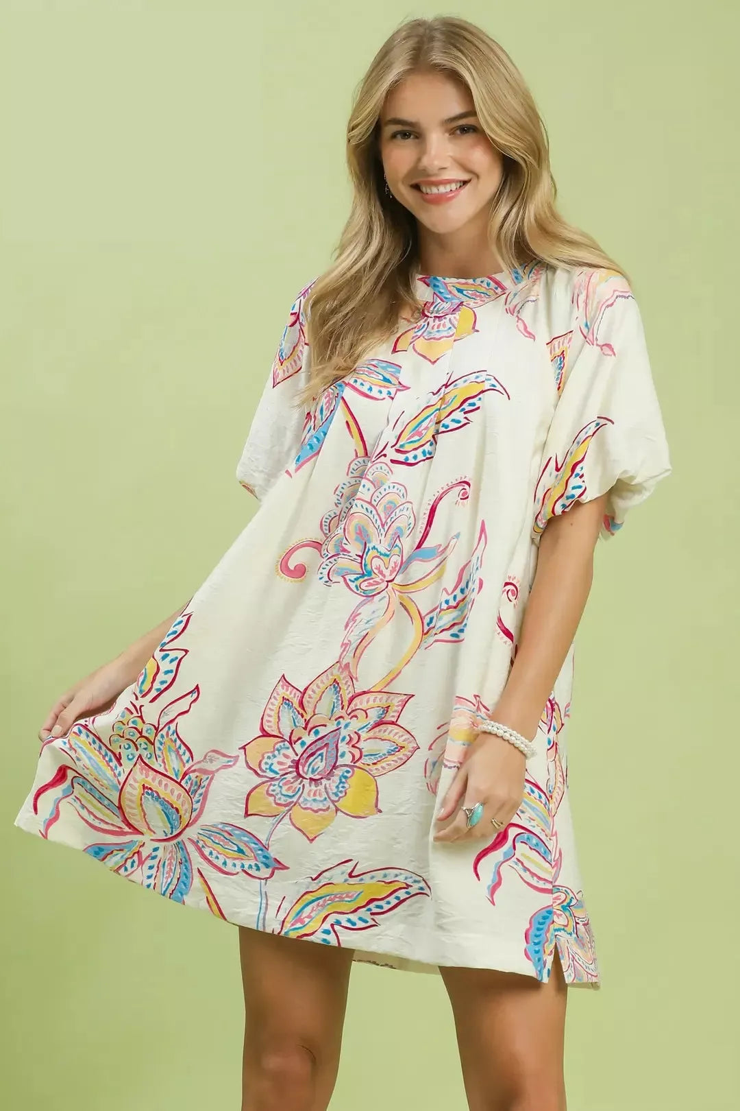 Hazel Blues® |  Umgee Boho Floral Print Mini Dress with Pockets