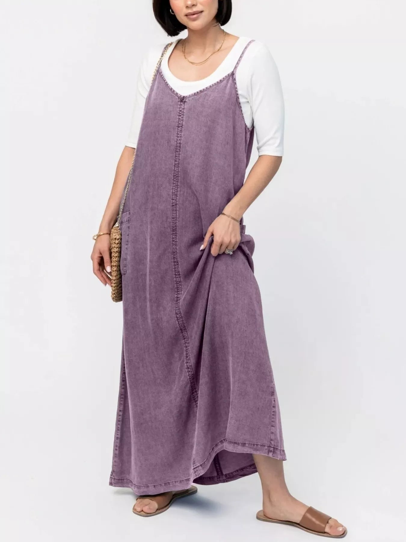 Hazel Blues® |  Casual Washed Denim Cami Maxi Dress