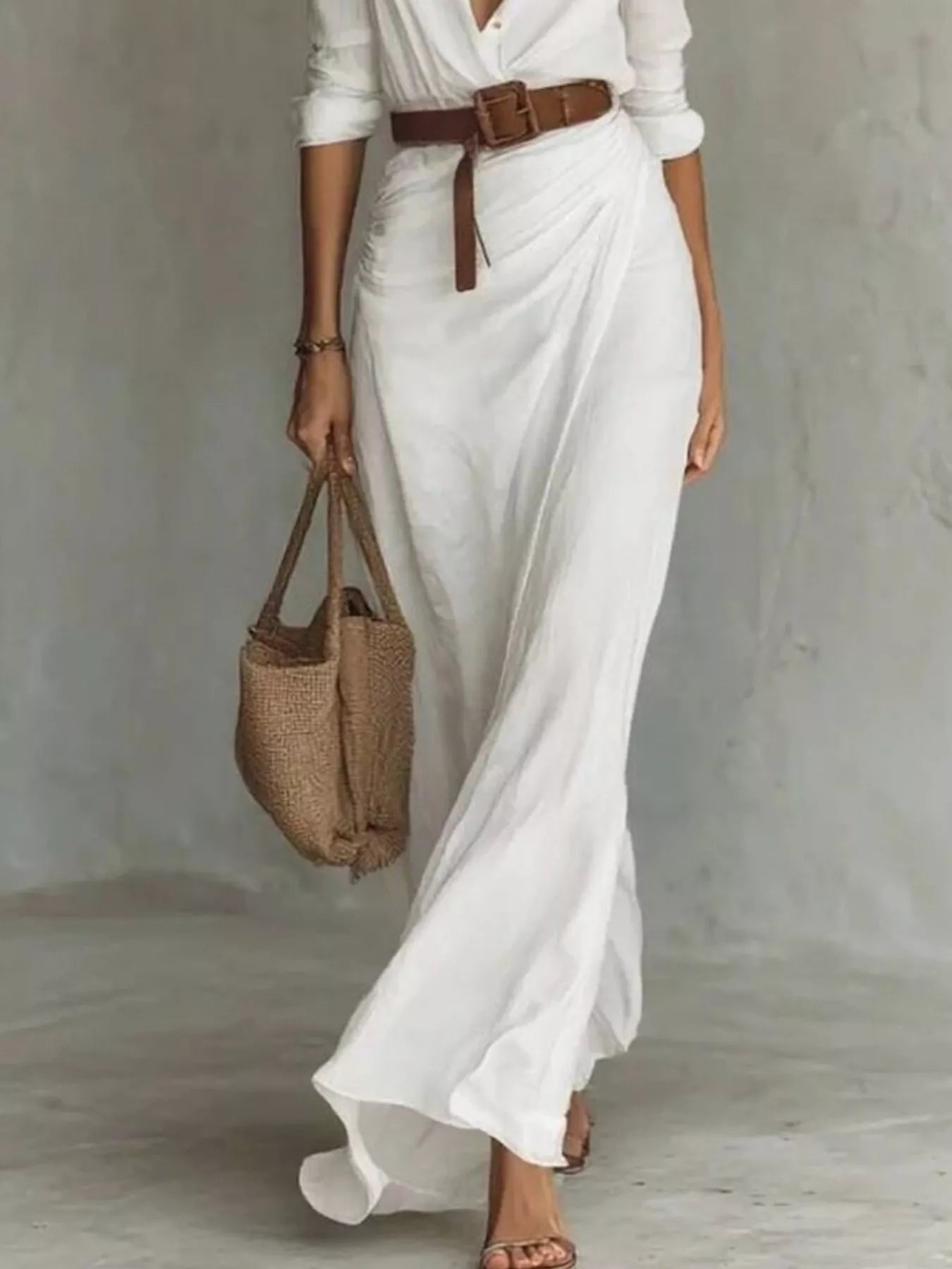 Hazel Blues® | Ruched Long Sleeve Maxi Dress