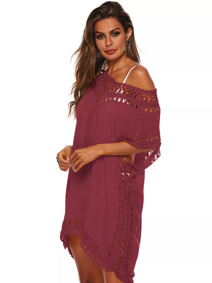 Hazel Blues® | Crochet Trim V-Neck Cover-Up Dress