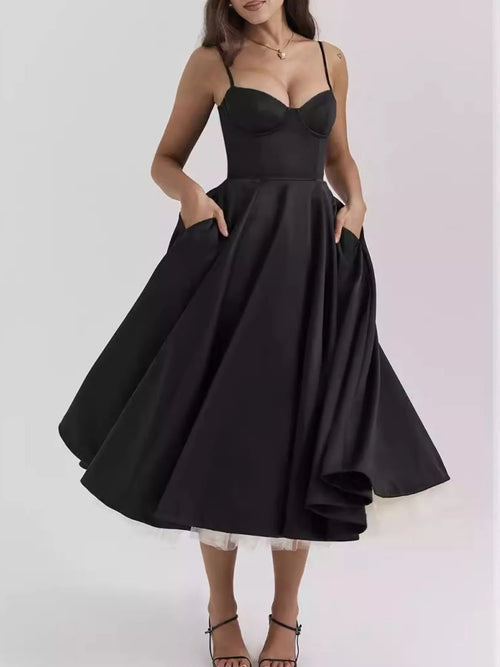 Hazel Blues® |  Sweetheart Neck A-Line Midi Dress
