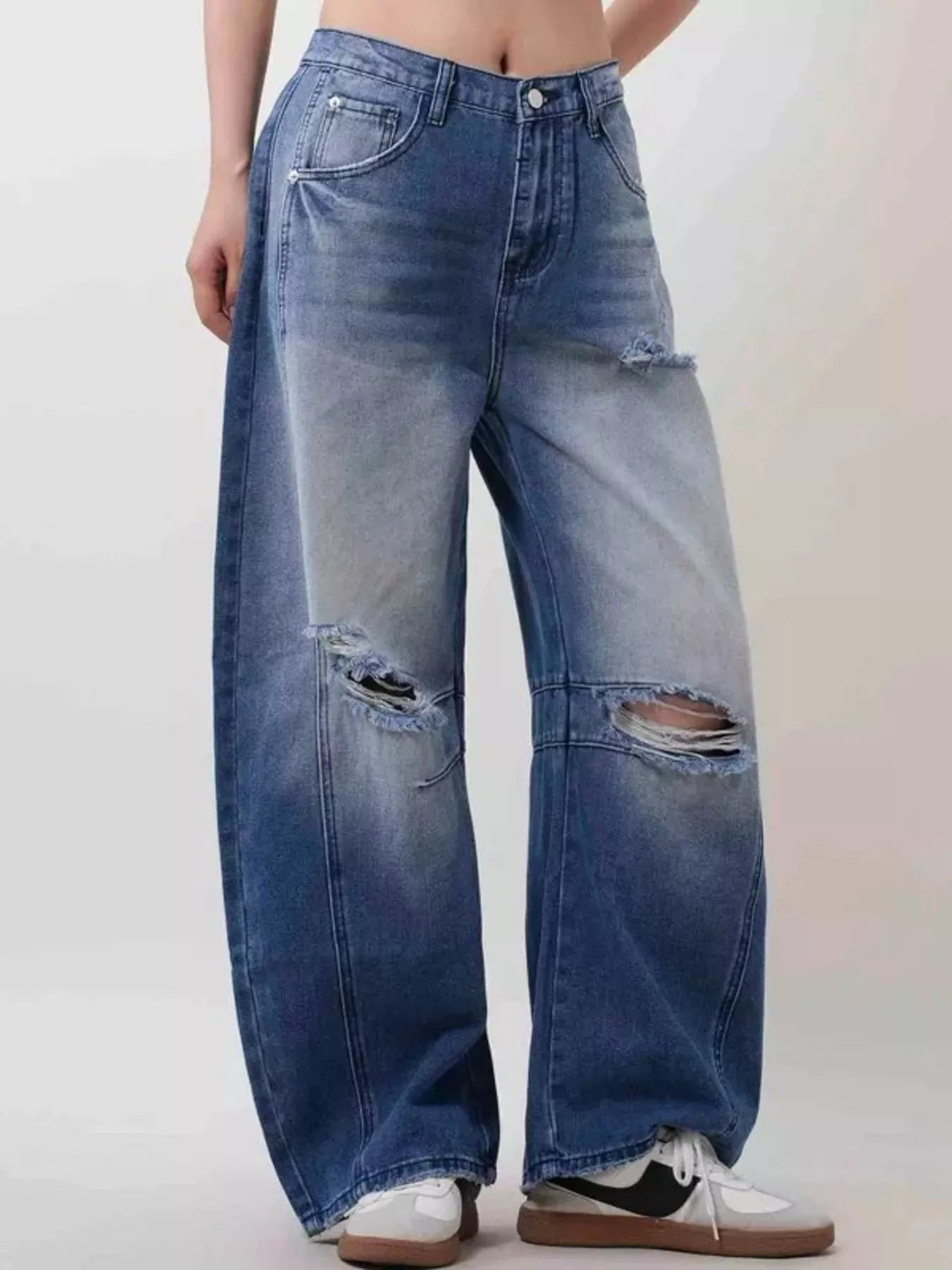 Hazel Blues® |  Distressed Wide Leg Jeans