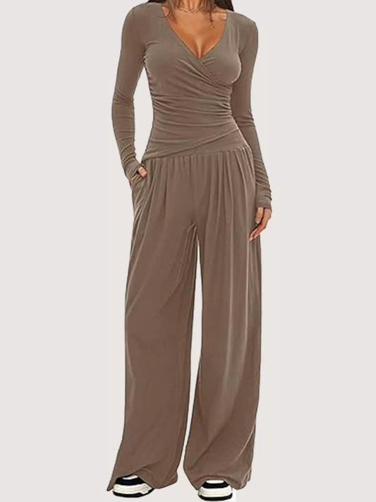 Hazel Blues® |  Casual Long Sleeve Top and Wide Leg Pants Set