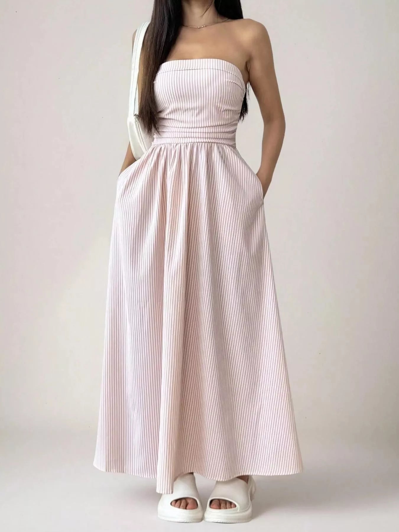 Hazel Blues® |  Striped Strapless Casual Maxi Dress