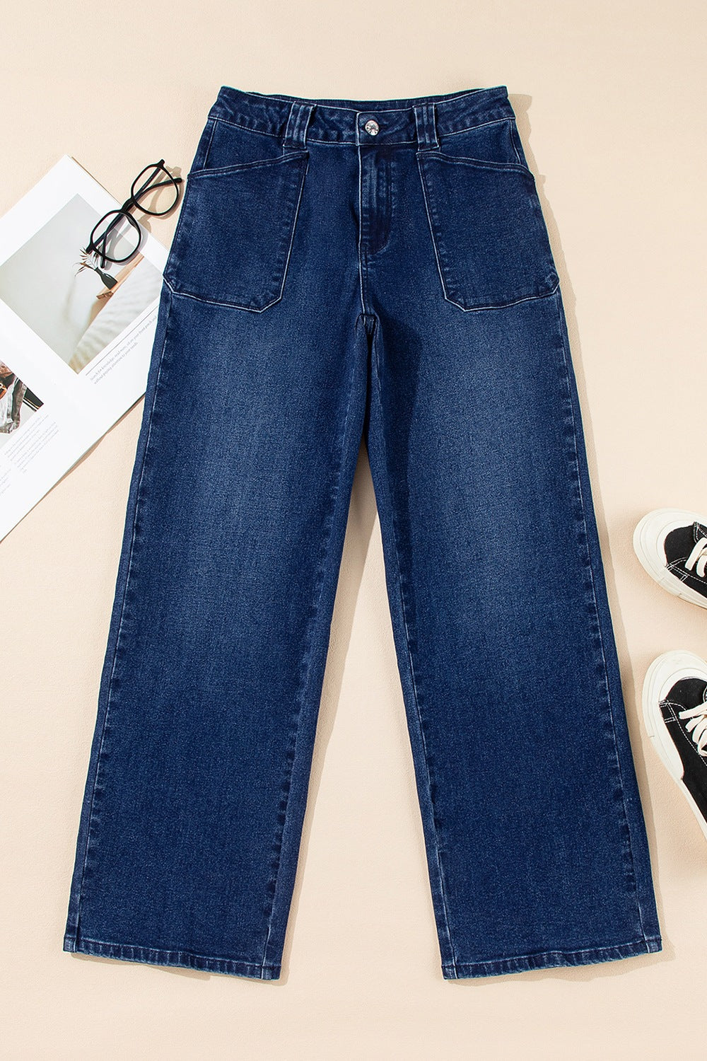 Hazel Blues® |  Straight Leg Mid-Rise Shift Jeans