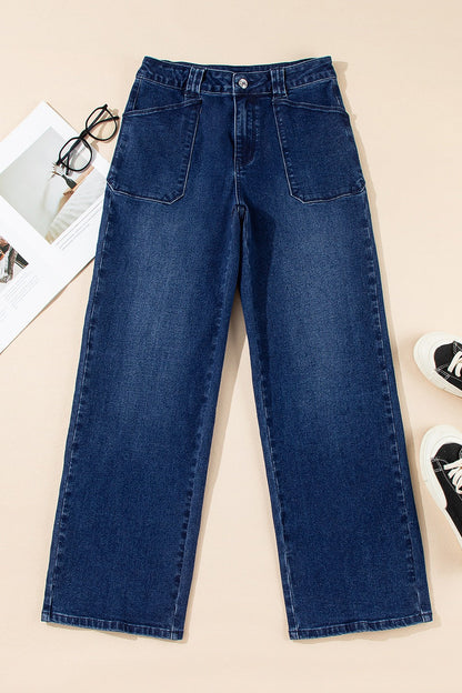 Hazel Blues® |  Straight Leg Mid-Rise Shift Jeans