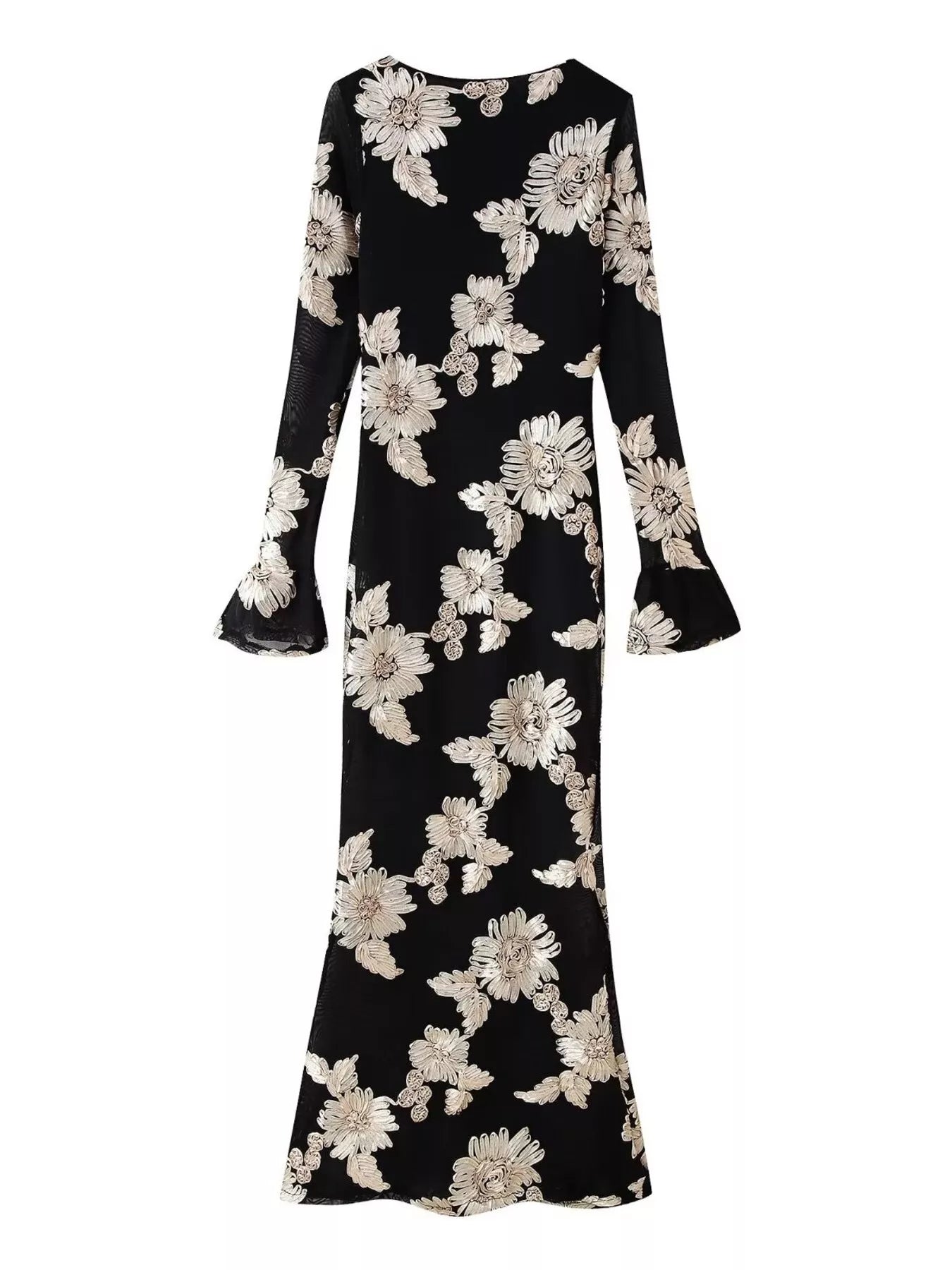Hazel Blues® |  Floral Flounce Sleeve Round Neck Dress