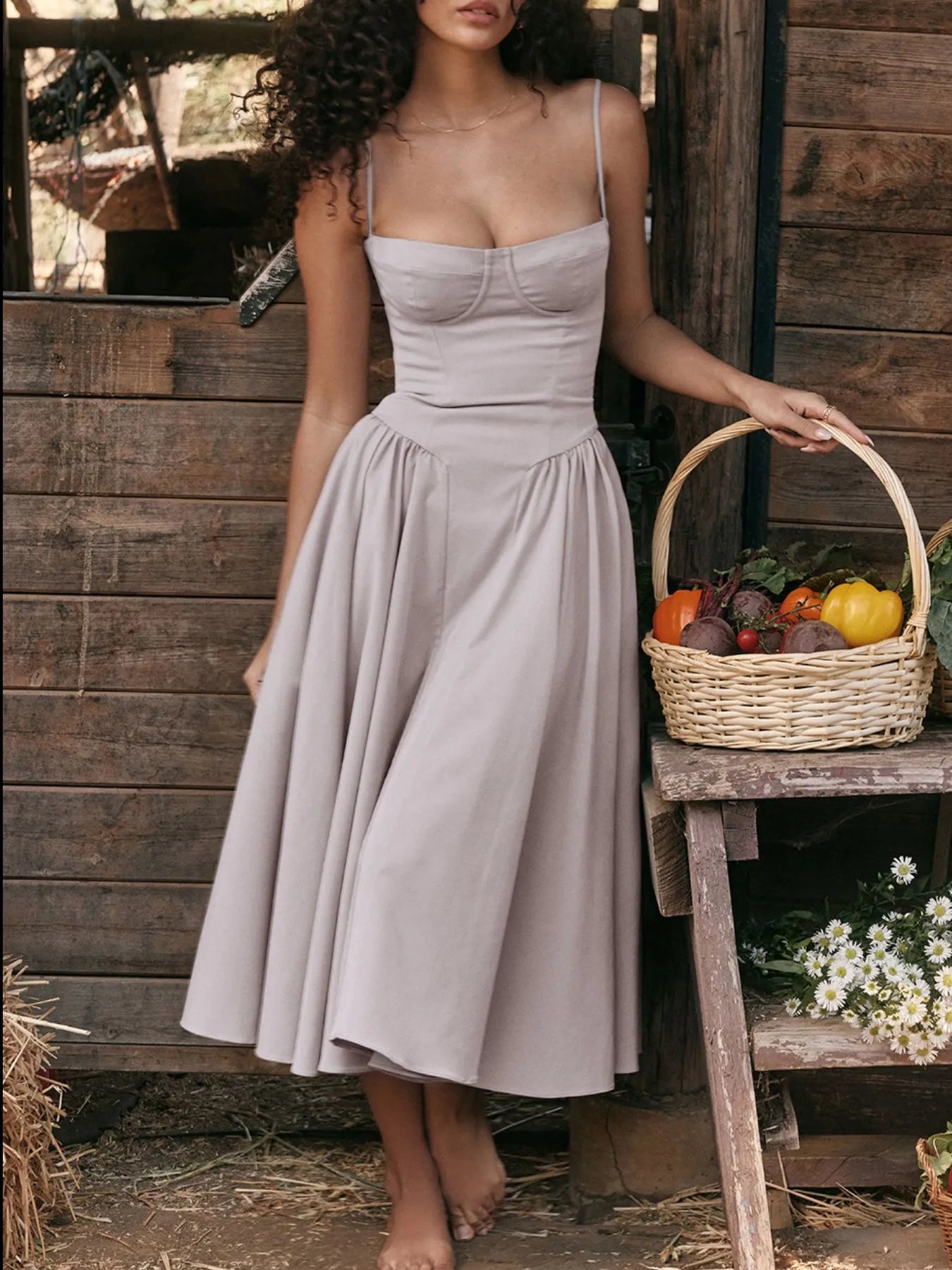 Hazel Blues® |  Ruched Sweetheart Neck Cami Dress