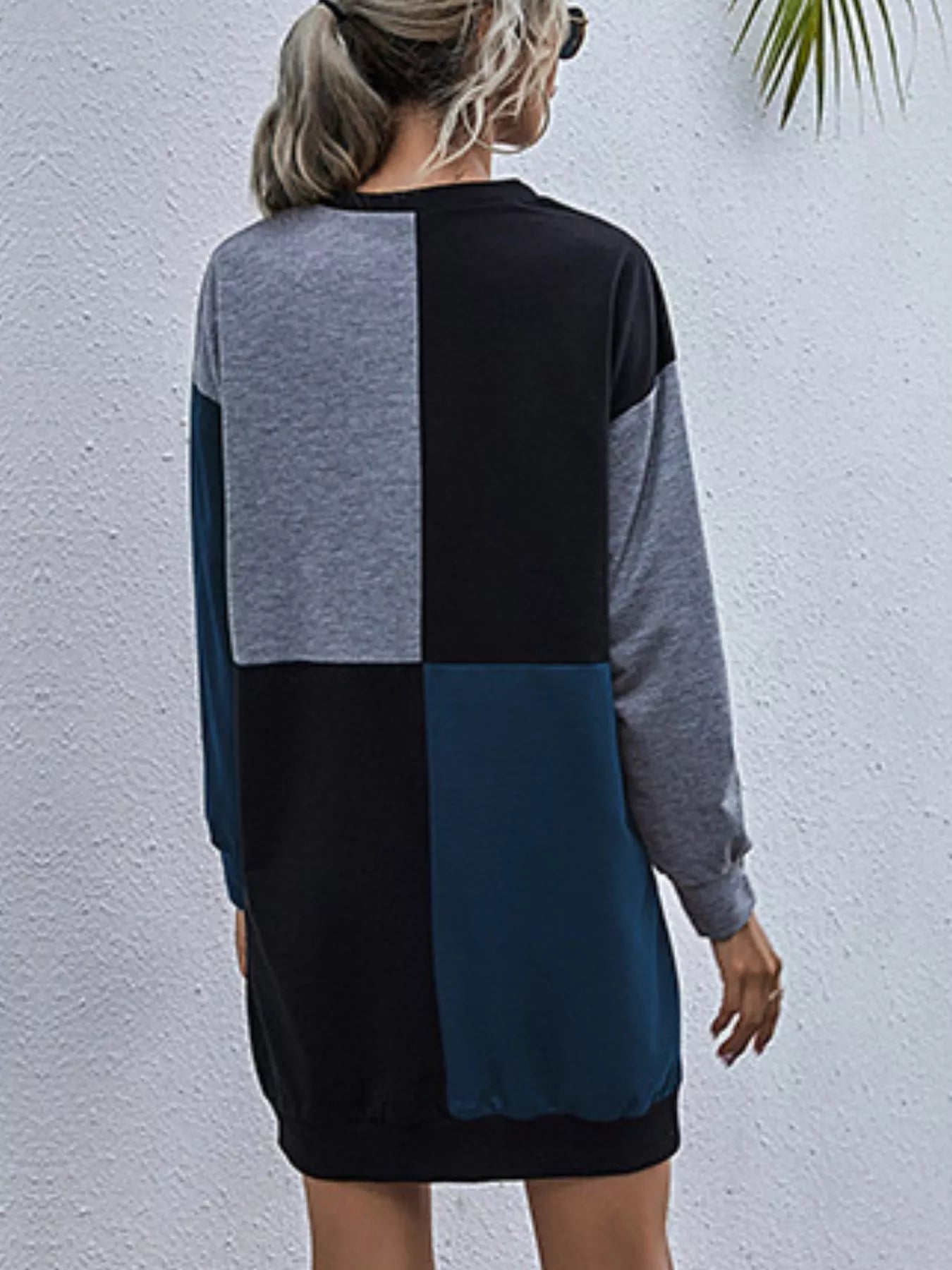 Hazel Blues® |  Color Block Casual Long Sleeve Mini Dress