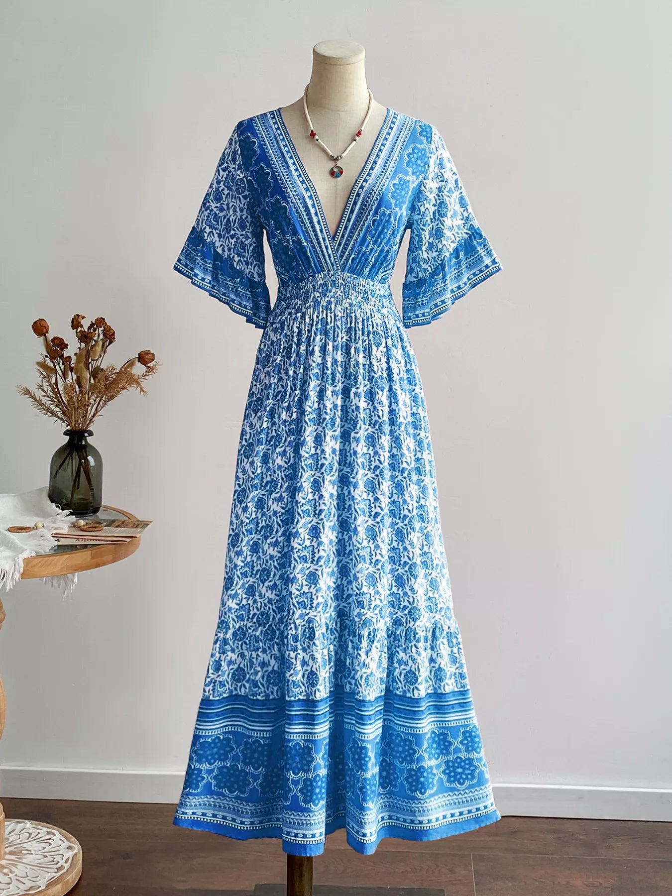 Hazel Blues® |  Floral Print Flounce Sleeve Dress