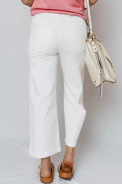 Hazel Blues® |  Pearl Embellished Side Seam Ankle-length Shift Jeans