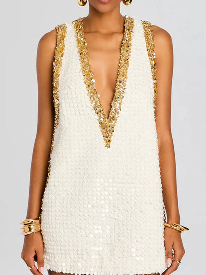 Hazel Blues® |  Sequin Embellished Sleeveless Mini Dress