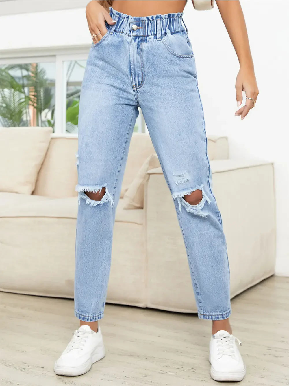 Hazel Blues® |  Distressed High Waist Jeans