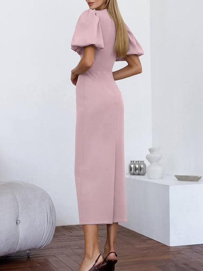 Hazel Blues® |  Cutout Front Puff Sleeve Dress