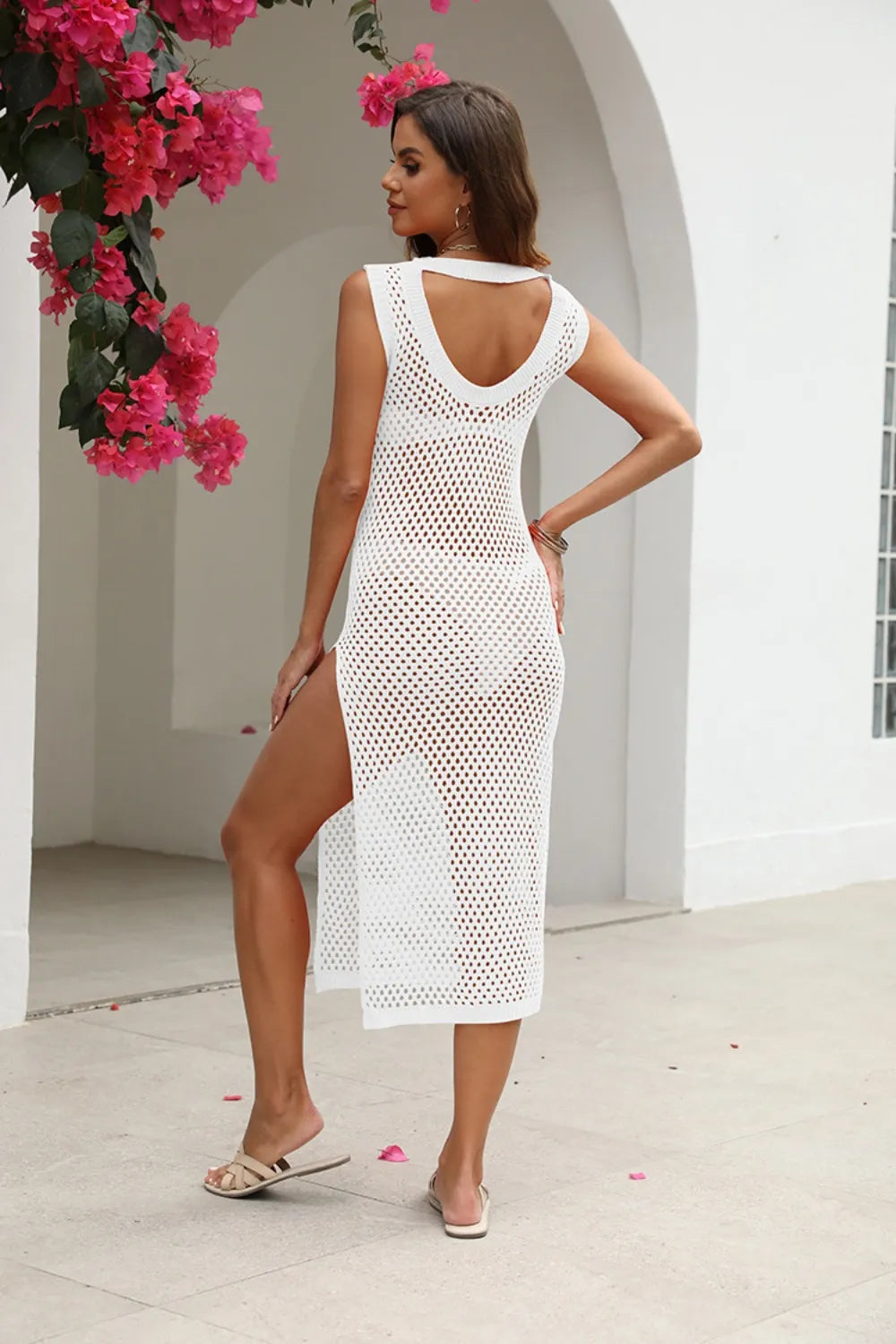 Hazel Blues® | Cutout Openwork Round Neck Sleeveless Cover-Up