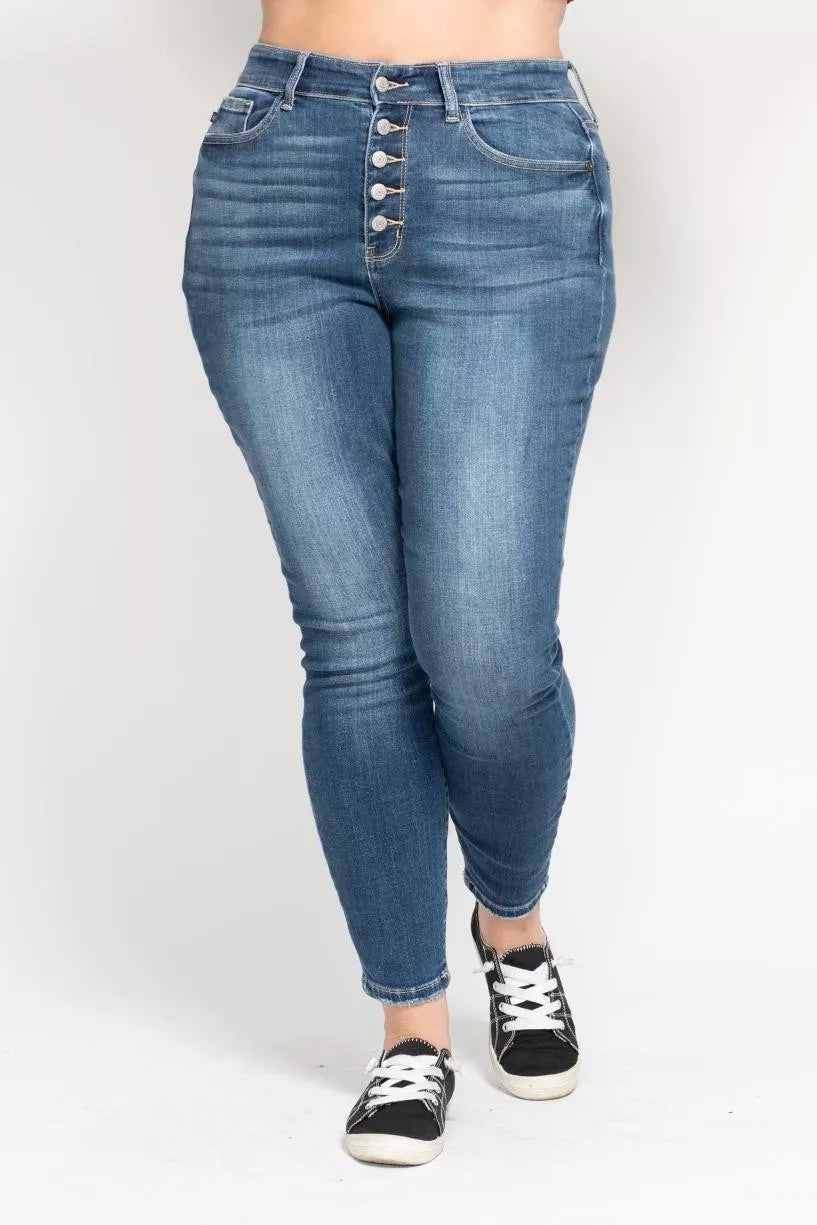 Hazel Blues® | Judy Blue High Rise Button Fly Skinny Jeans