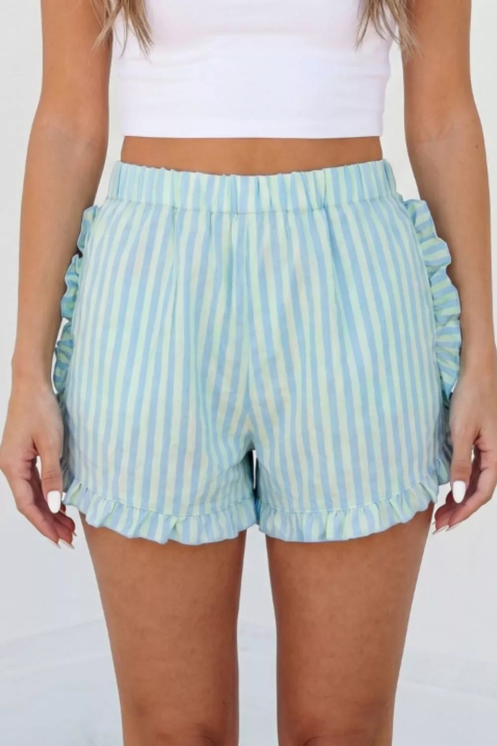 Hazel Blues® |  Striped Elastic Waist Shorts