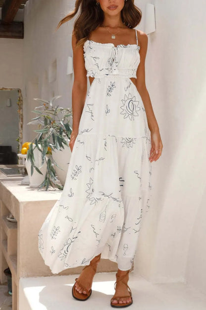 Hazel Blues® |  Cutout Printed Sleeveless Midi Cami Dress