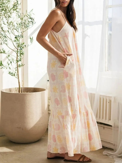 Hazel Blues® |  Printed Maxi Lounge Dress with Ruffled Hem