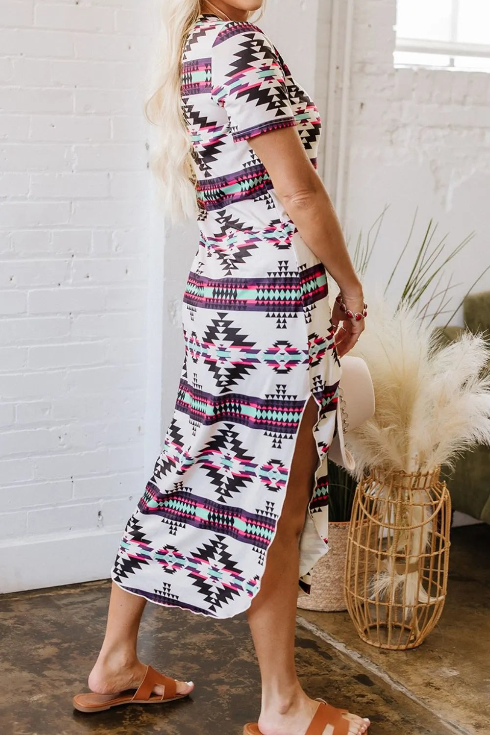 Hazel Blues® |  Aztec Print V-Neck Midi Dress