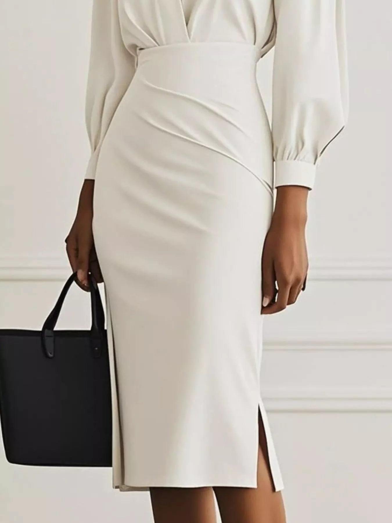 Hazel Blues® |  Ruched Midi Shirt Dress with Side Slit