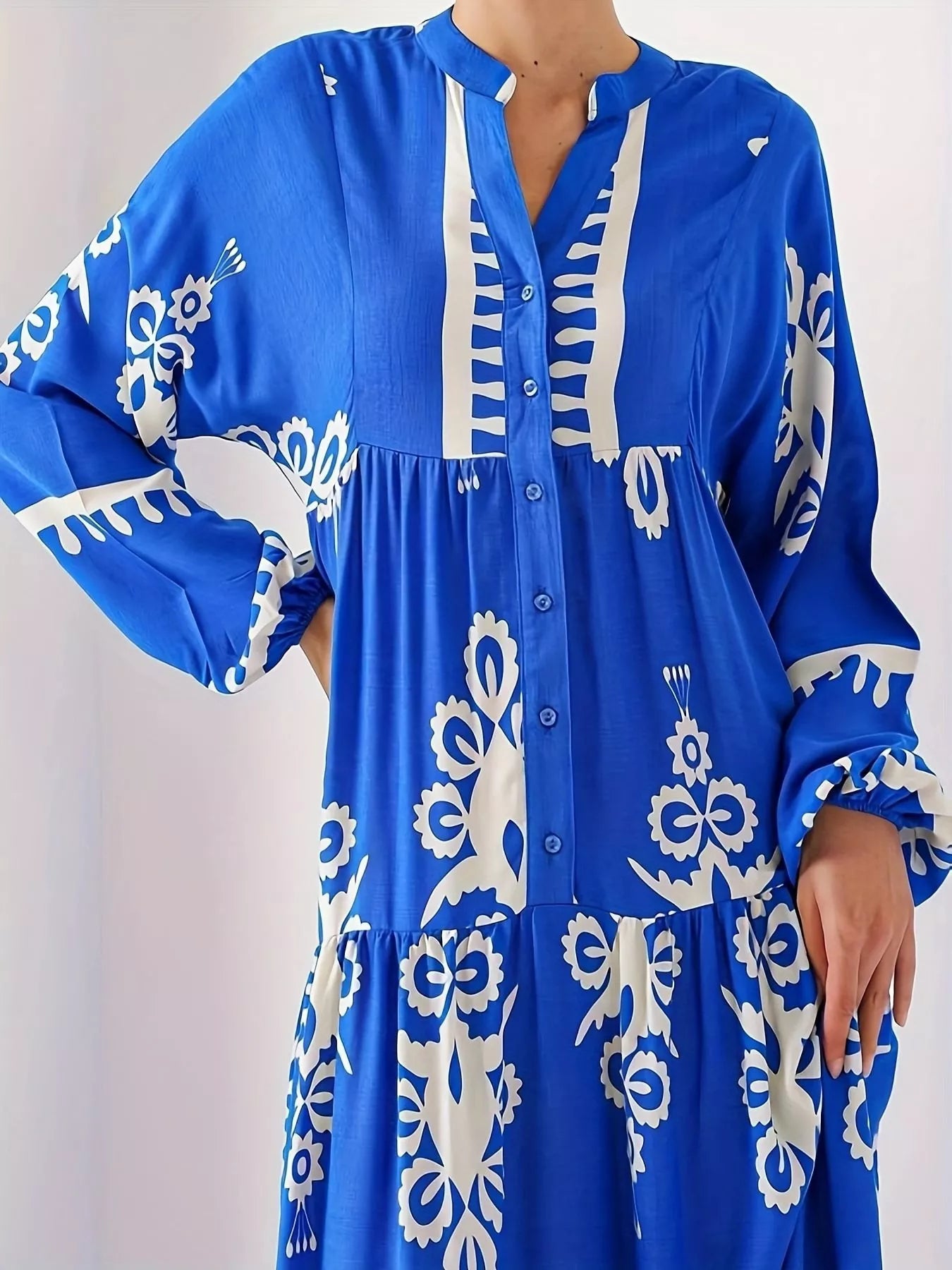 Hazel Blues® |  Bohemian Print Long Sleeve Maxi Dress