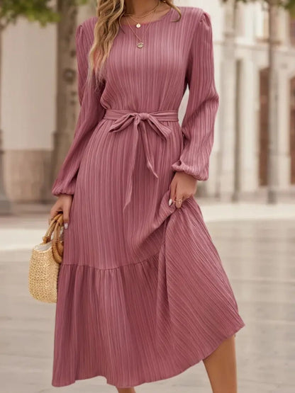 Hazel Blues® |  Tie Waist Tiered Midi Dress