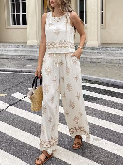 Hazel Blues® |  Sleeveless Top and Wide Leg Pants Set