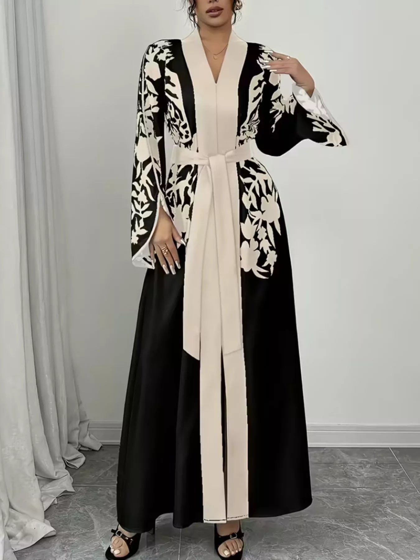 Hazel Blues® |  Printed Tie Waist Maxi Dress