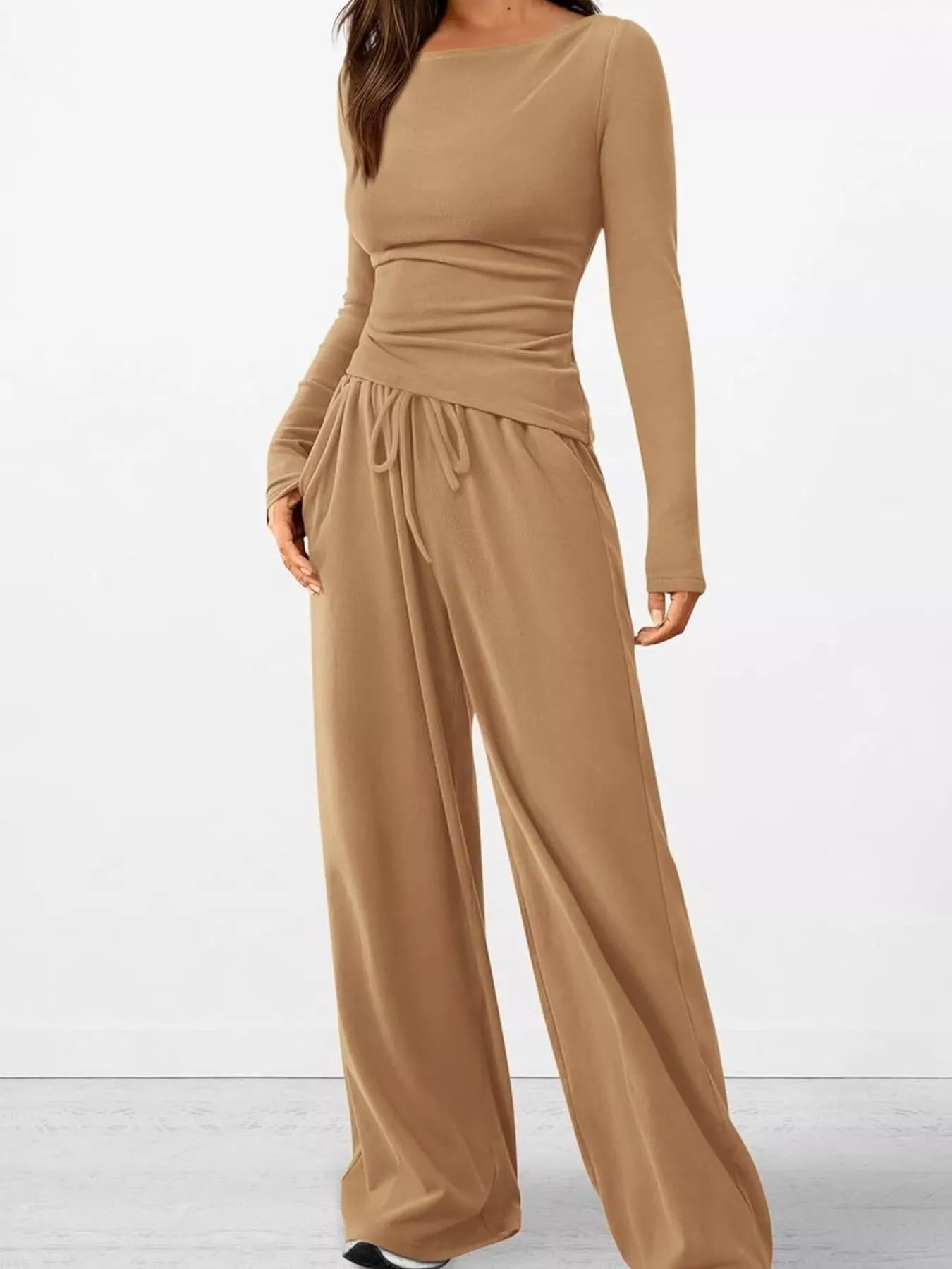 Hazel Blues® |  Long Sleeve Top and Wide Leg Pants Set