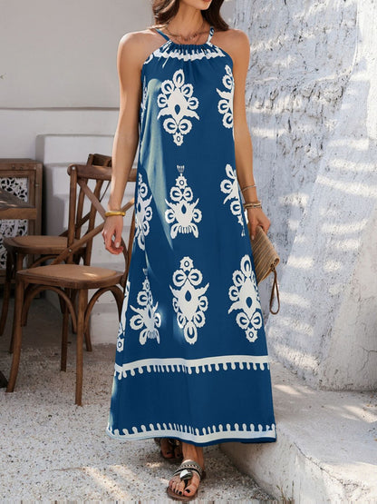 Hazel Blues® |  Devine Grecian Neck Printed Maxi Dress