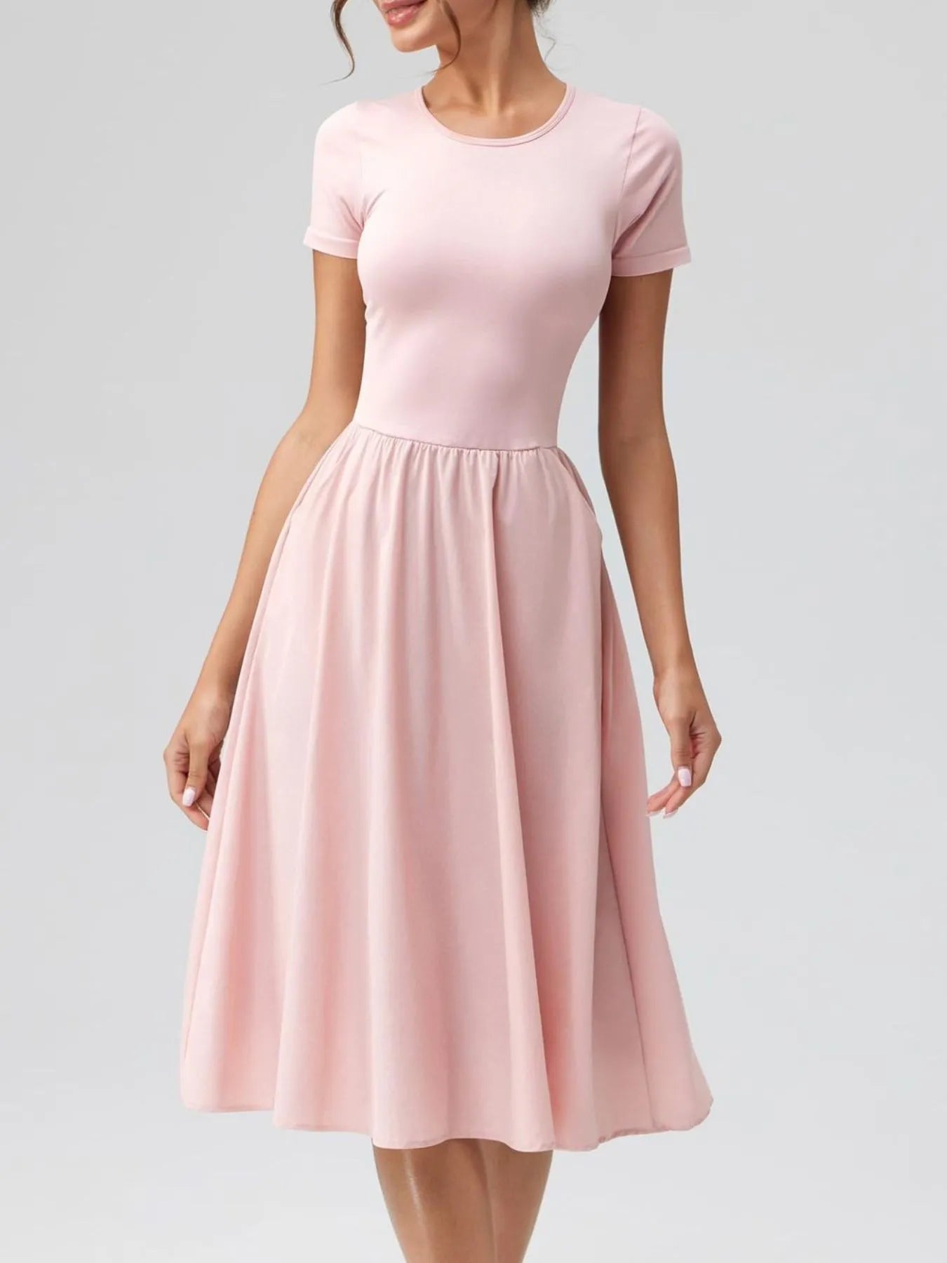 Hazel Blues® |  Round Neck Short Sleeve Dress