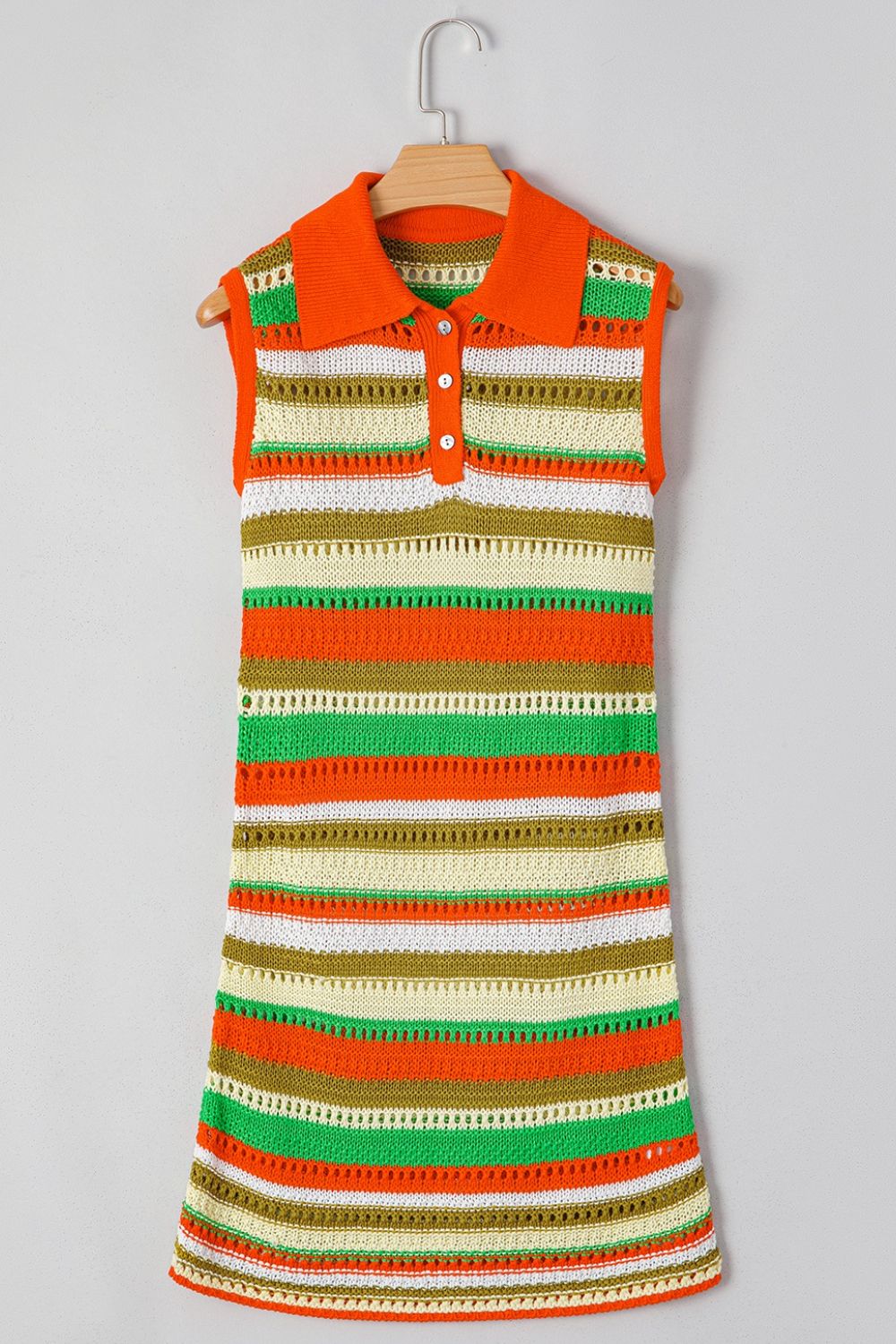 Hazel Blues® |  Openwork Stripe Sleeveless Sweater Dress