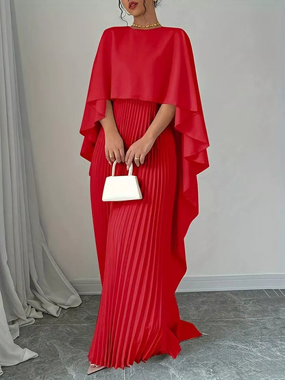 Hazel Blues® |  Cape Pleated Maxi Dress