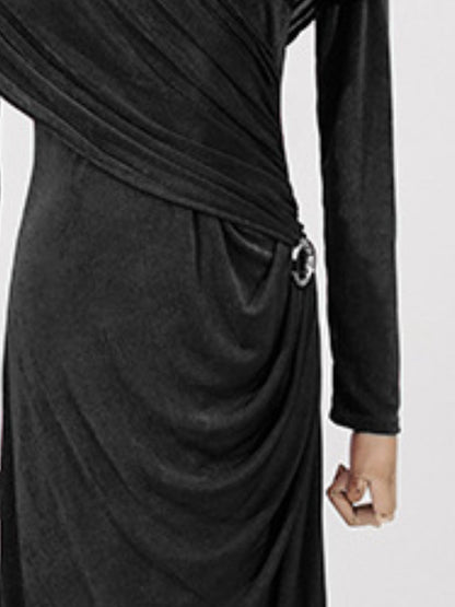 Hazel Blues® |  Ruched Draped Long Sleeve Maxi Dress