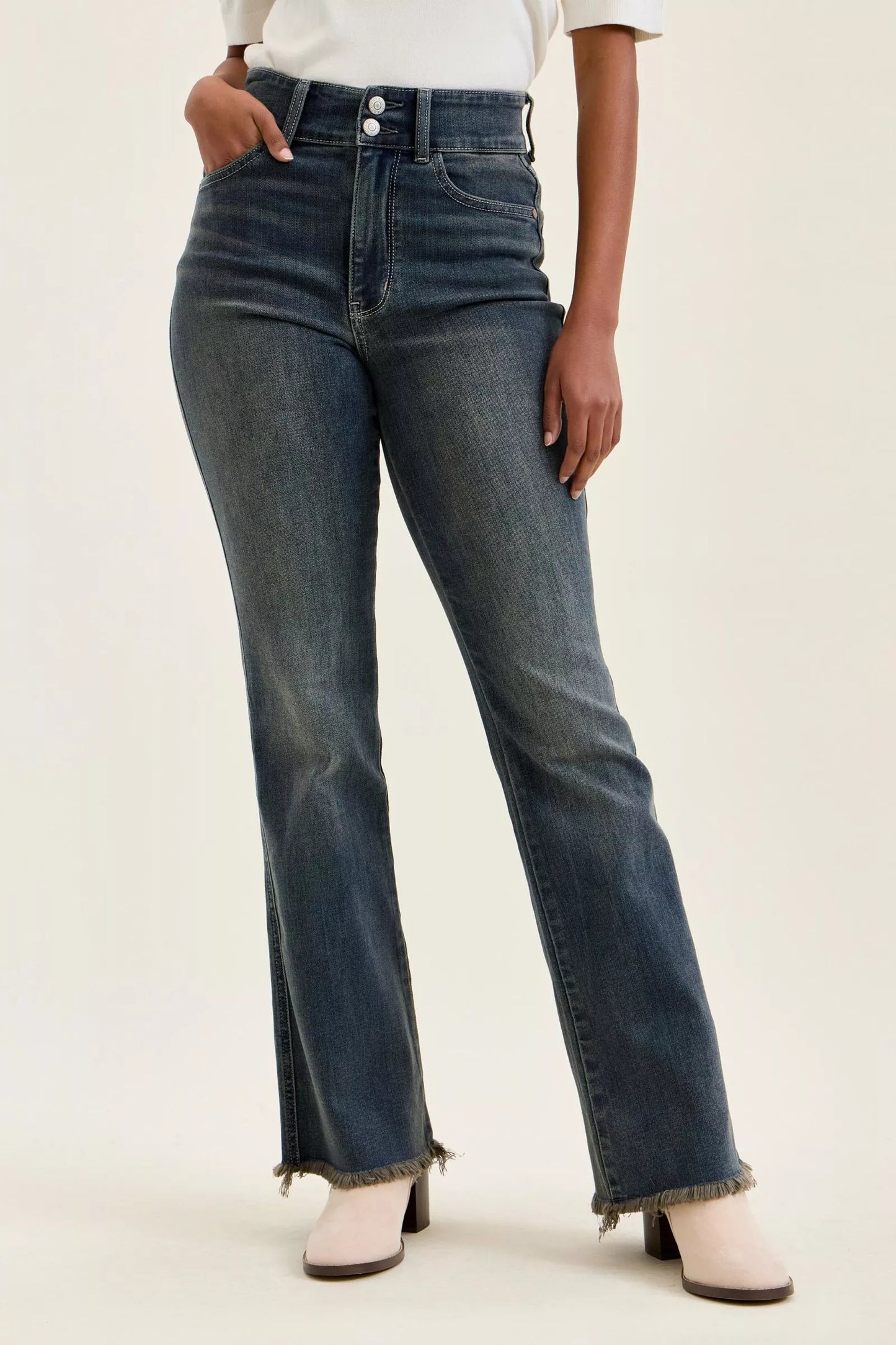 Hazel Blues® |  Judy Blue High Waist Double Button Frayed Hem Jeans