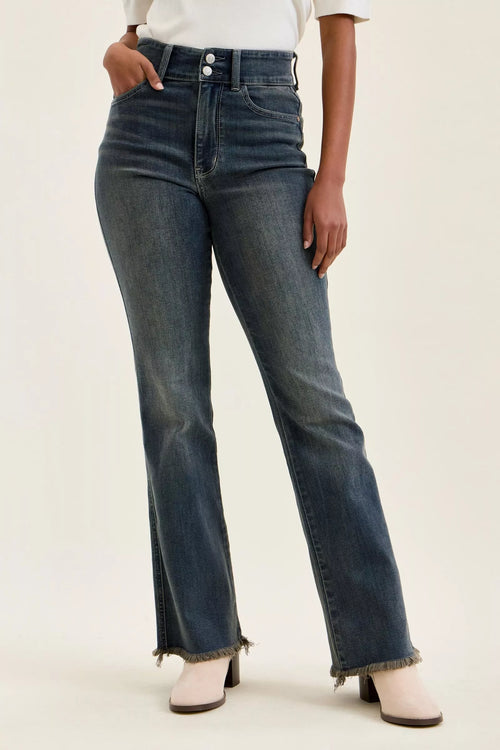 Hazel Blues® |  Judy Blue High Waist Double Button Frayed Hem Jeans