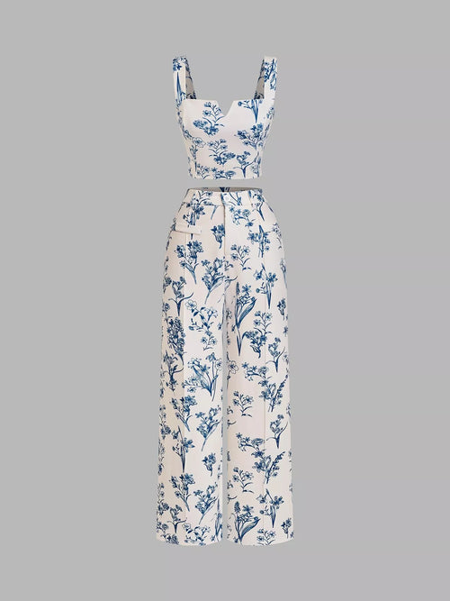 Hazel Blues® |  Floral Print Cami Top & Wide Leg Pants Set