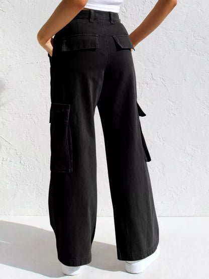 Hazel Blues® |  High-Waisted Wide Leg Cargo Jeans