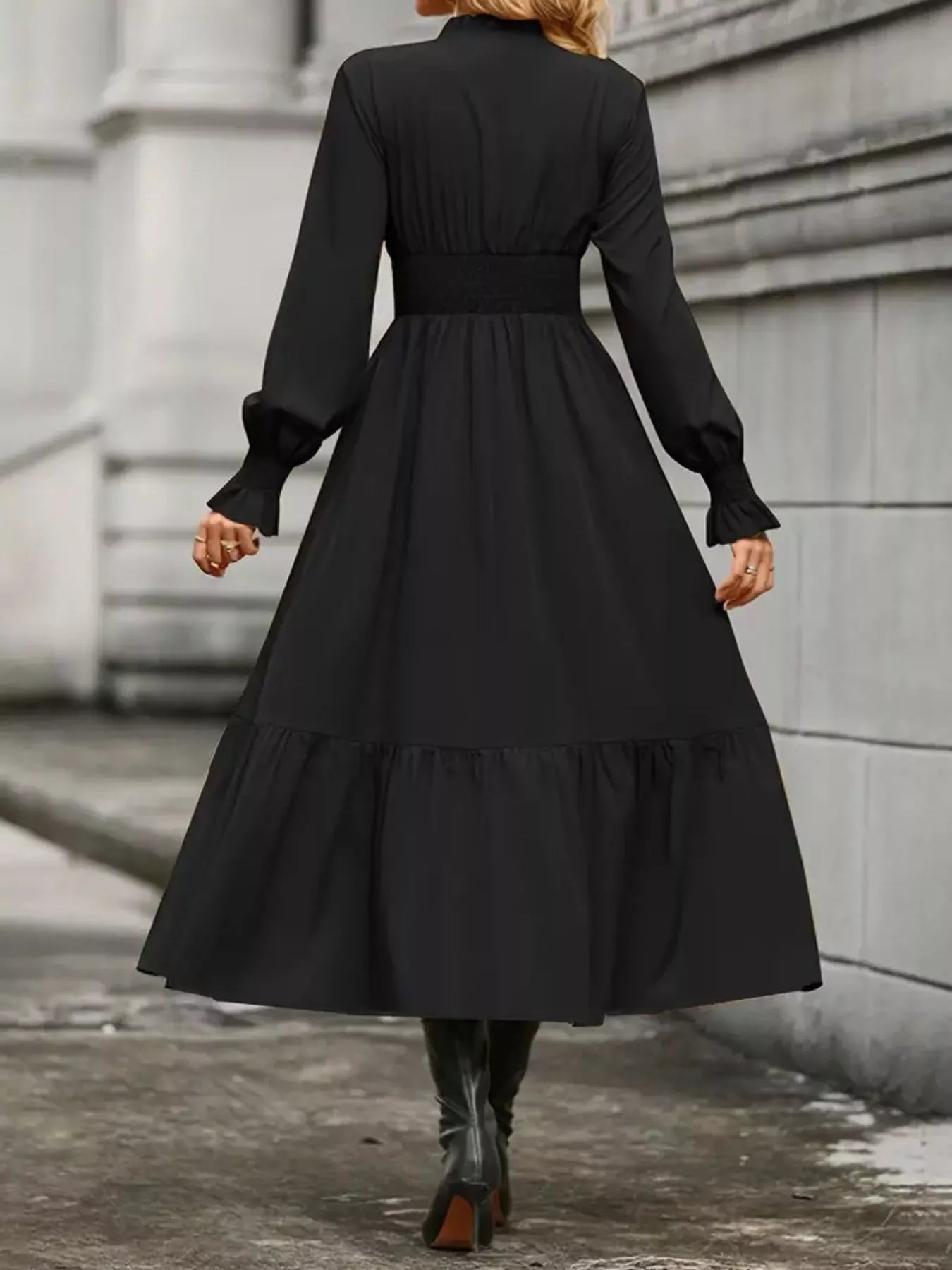 Hazel Blues® |  Surplice Long Sleeve Tiered Midi Dress