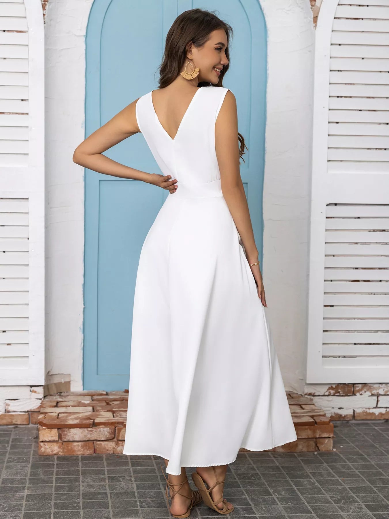 Hazel Blues® | Slit V-Neck Sleeveless Dress