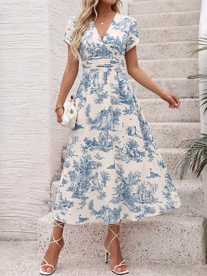 Hazel Blues® |  Printed Short Sleeve Midi Dress