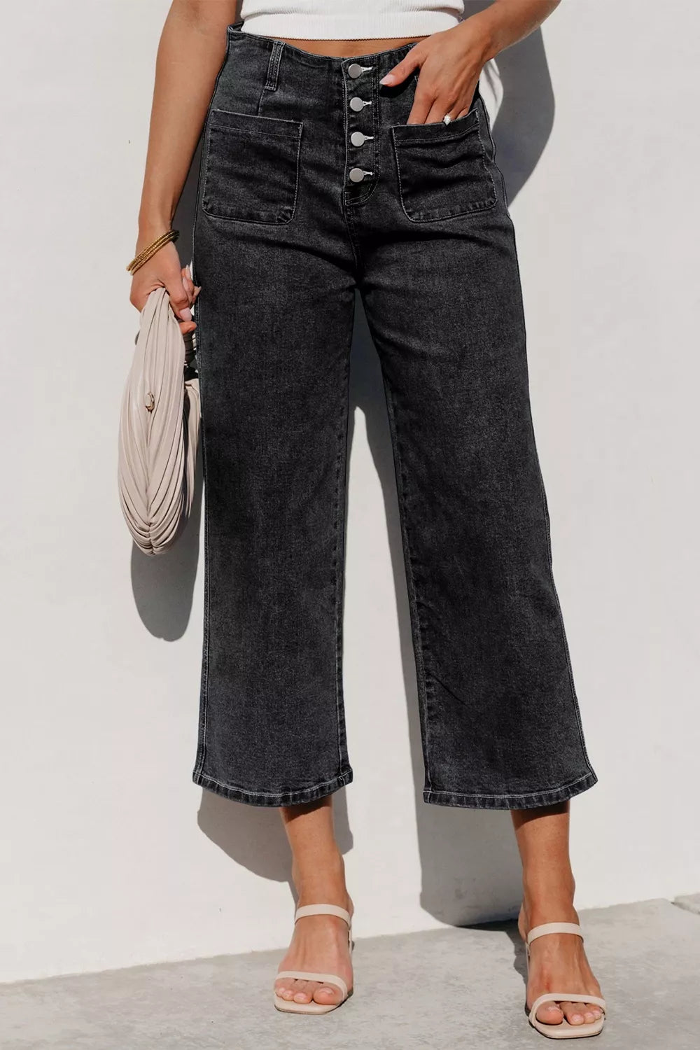 Hazel Blues® |  High-Waisted Button-Fly Wide-Leg Jeans