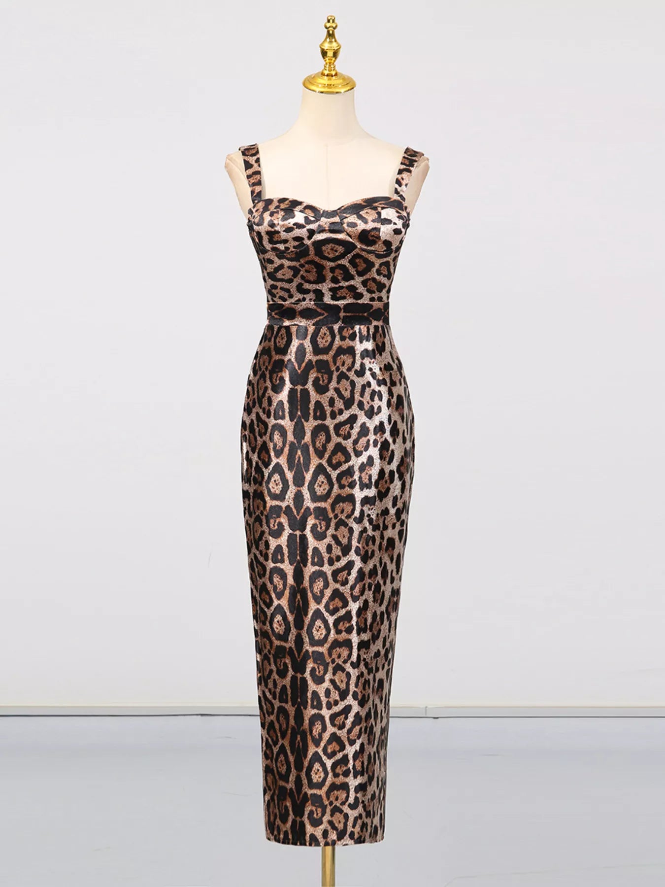 Hazel Blues® |  Leopard Print Bodycon Back Slit Midi Dress