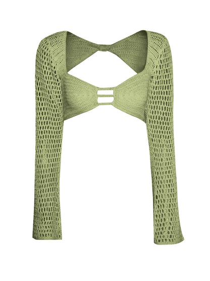 Hazel Blues® |  Tied Long Sleeve Top and Skirt Cover Up Set