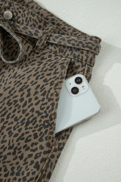 Hazel Blues® |  Wild Side Shorts | Leopard Denim Shorts
