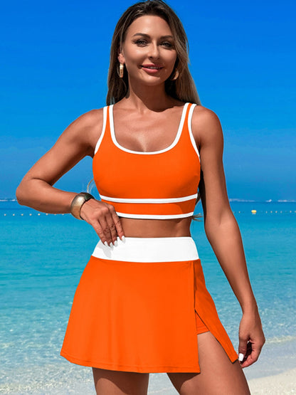 Hazel Blues® | Scoop Neck Top and Skort Swim Set