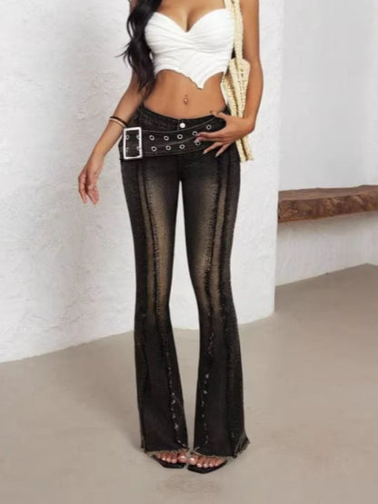 Hazel Blues® |  Belted High Waist Flare Jeans