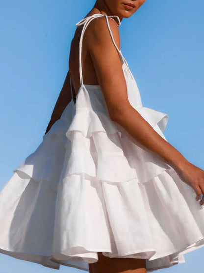 Hazel Blues® |  Ruffle Layered Tie Shoulder Cami Dress